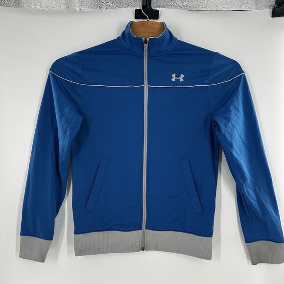 UNDER ARMOUR Mens Size Medium Long Sleeve Full Zip Jacket Blue and‎ Gray - Picture 1 of 14